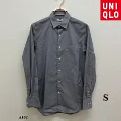 UNIQLO『ユニクロ』ブロード シャツ【S】グレー チェック
