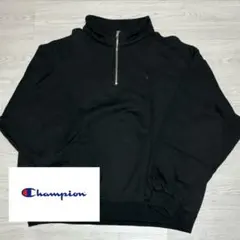 Champion ブラック ハーフジップ スウェット X-LARGE