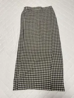 チェック柄タイトロングスカート