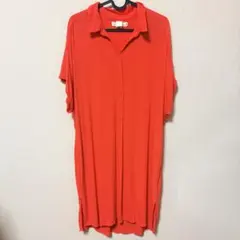 H＆M 鮮やかオレンジ 半袖シャツワンピース M