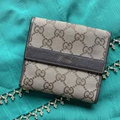 ■571 GUCCI グッチ GGキャンバス 二つ折り財布 ブラウン