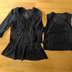 インゲボルグ　チュニック　ノースリーブ　2点セット　ブラック