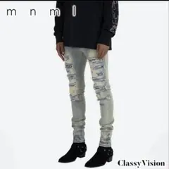 mnml スキニーデニム ダメージ加工 ライトブルー 32インチのサムネイル