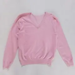 美品 SHEINピンク Vネック ニットセーター 長袖