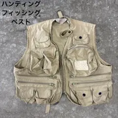 90s マルチポケット フィッシングベスト ベージュ パッチ付 ハンティングのサムネイル