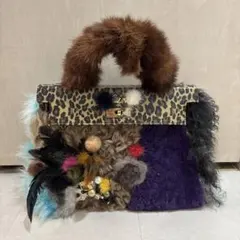 ユニークなヒョウ柄ハンドバッグ　ショルダー　y2k パンク　ロック　個性派　海外