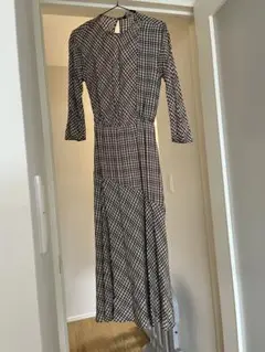 美品★ザラ/ZARA★ノバチェック風切替ロングワンピース バーバリー XS