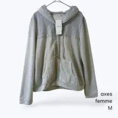 タグ付き axes femme レースパーカー ジップ 花モチーフ フード M