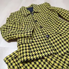 ハウンドトゥース柄 テーラードジャケット イエロー/ブラック