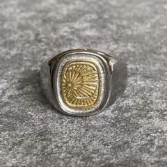 メキシカンジュエリー シルバー ゴールド シグネットリング 太陽 ヴィンテージ