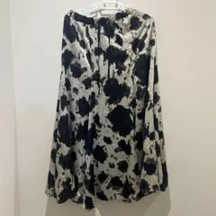 baybeeうずら模様 ロングスカート ブラック ホワイト