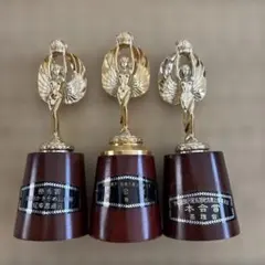 ★トロフィー 小 3個セット★金属x木製