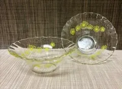 ヴィンテージ パイレックス 花柄 ガラスボウル 昭和レトロ 2コ
