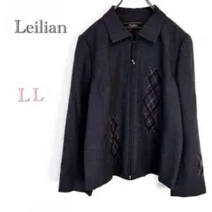 Lelian レリアン ウール系ジャケット 紺 大きい 13 長袖 フリル 春秋 Lelian レリアン ウール系ジャケット 紺 大きい 13 長袖 フリル 春秋