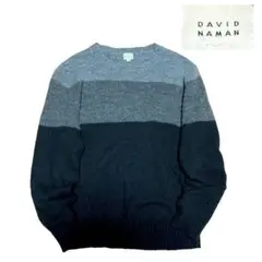 DAVID NAMAN 薄手ウール　春スプリングニット　グラデーションストライプ