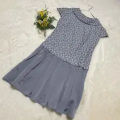 dix-sept サイズ38 グレー半袖ひざ丈ワンピース フェミニン可愛いのサムネイル