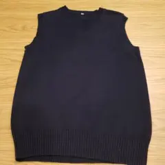 ネイビー Vネック ノースリーブ セーター 160　　ベスト　学校　制服　紺色