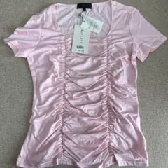新品未使用タグ付き⭐︎LeFLEcT ピンク フロントギャザー 半袖Tシャツ Lのサムネイル
