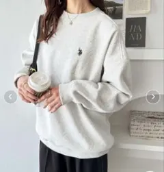 U.S. POLO ASSN.ワンポイント刺繍表ピーチ裏起毛スウェット