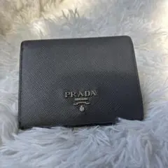PRADA サフィアーノレザー 二つ折り財布 グレー