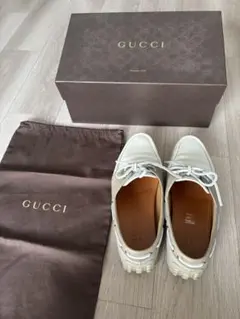 GUCCI ホワイトレザー ローファー　ドライビングシューズ