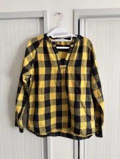 【future primitive】シャツ　ネルシャツ　イエロー　チェック　s