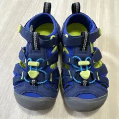 KEEN サンダル キッズ ネイビー ライムグリーン　青　ブルーのサムネイル
