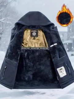 ★新品・未使用★厚手フード付きフリースジャケット ネイビーブルー・Lサイズ