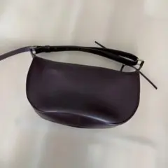 ダークパープル レザー ショルダーバッグ　ザラ