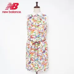 美品 ニューバランスゴルフ メッシュポロワンピース 水彩画タッチ 0*ED775