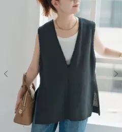 【美品】Spick & Span リネンブレンドツイードベスト