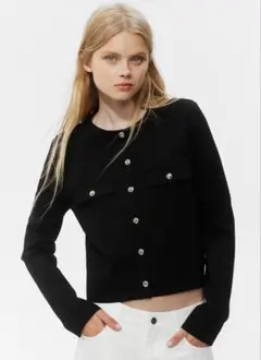 H&M ノーカラージャケット ジャージカーディガン 長袖 XS