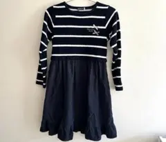 bebe ネイビーストライプ長袖ワンピース　メゾピアノ アプレレクール