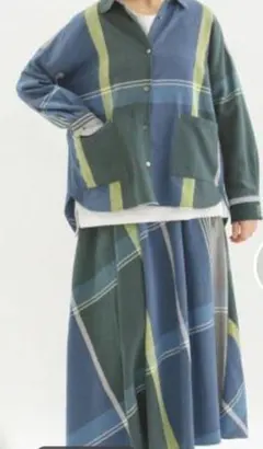 ノップドウノッド　リネンコットンビエラチェックロングスカート