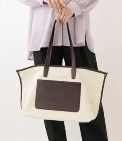 極美品■a.v.v 大容量キャンバス トートバッグ ベージュ×ブラウン