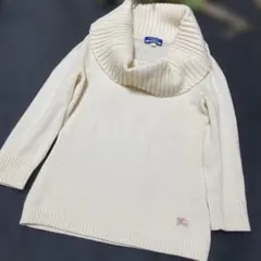 バーバリーブルーレーベル　首ゆるタートルセーター　アイボリー