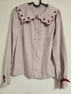 axes femme kawaii スカラップ苺刺繍ブラウス ピンク Mのサムネイル
