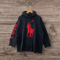 ポロラルフローレン美品！ビッグポニー パーカー 黒　身幅66センチ！