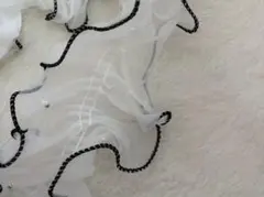 1193 帯揚げ 浴衣 フリル レース 白黒 パール風 チュール 着物