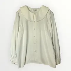 Leilian レリアン ブラウス アイボリー 11号 L 長袖 大きめ襟