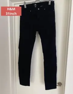 H&M メンズ スキニー デニムパンツ ブラック 31インチ