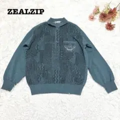 s.2174【ジールジップ】メンズ 長袖 セーター プルオーバー 襟付き M