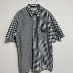 ユニクロ シャツ レギュラーカラー 半袖 ギンガムチェック M 黒白混紡