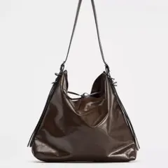 zara バックルディテール バケットバッグ ブラウンのサムネイル