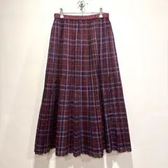 美品　ラトータリテ　ボルドーチェックプリーツロングスカートのサムネイル