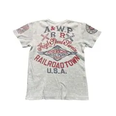 7SM4 バックプリント　ワッフルTシャツ　グレー　ハーフボタン　古着used
