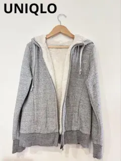 UNIQLO ユニクロ 裏ボア ジップパーカー グレー Mサイズ