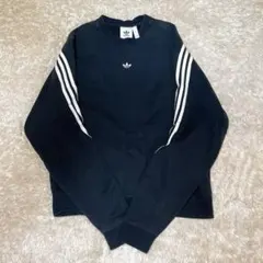美品 アディダス adidas 刺繍 トレフォイル ロゴ スウェット 3本線