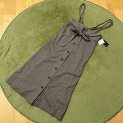 チェック柄タイトスカート ウエストリボン付き