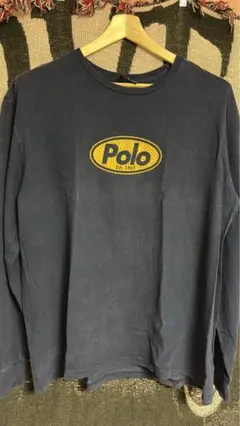 90sPolo Sport ネイビー ロゴ入り ロングTシャツ L